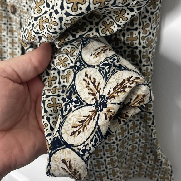 Liz Claiborne Silk Linen Blend Long Sleeve Button Down Patterned Shirt 2X - Picture 3 of 6